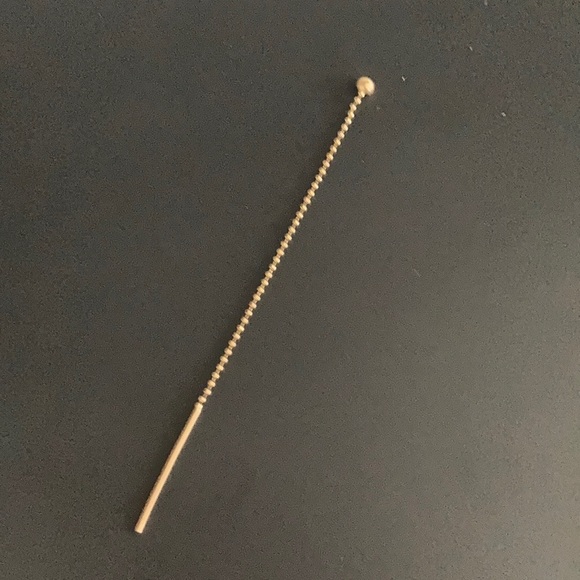 18k solid gold ball stud threader earrings minimalist chic simple - Picture 1 of 5